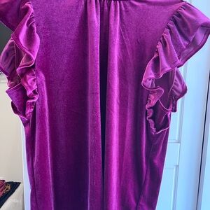 Elegant Purple Ruffle Sleeve Top